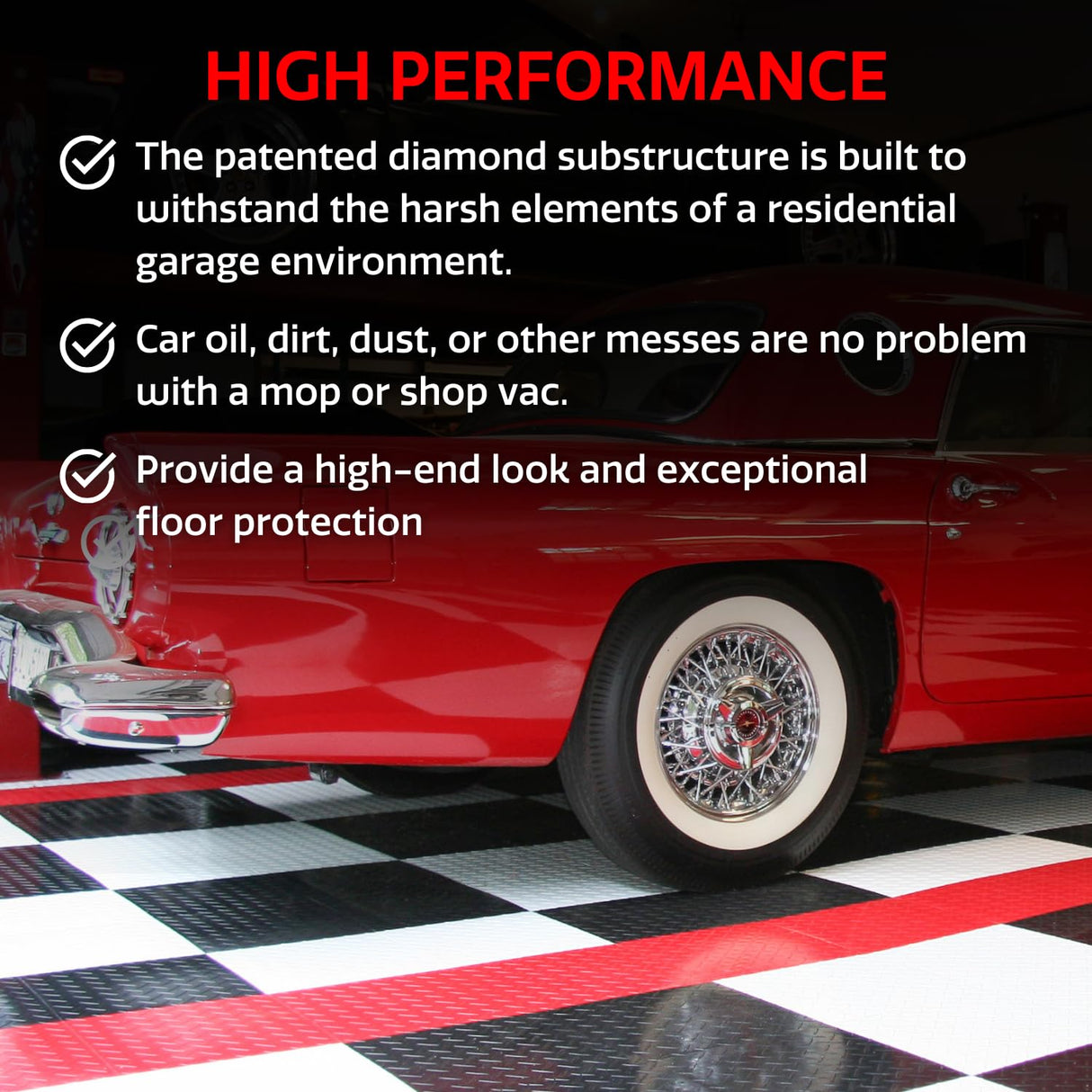 Big Floors RaceDeck Diamond Plate Design, Durable Interlocking Modular Garage Flooring Tile (48 Pack), Graphite Big Floors