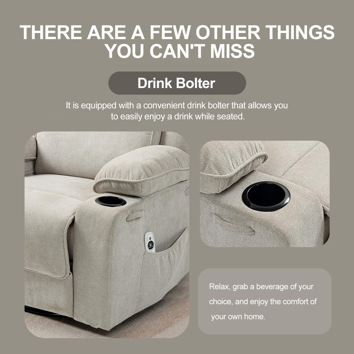 BRTHORY Rocker Recliner Chair with Massage and Heated, 360°Swivel Rocking Manual Recliner Chairs with Cup Holders Remote Control for Living Room (Gray Oatmeal) BRTHORY