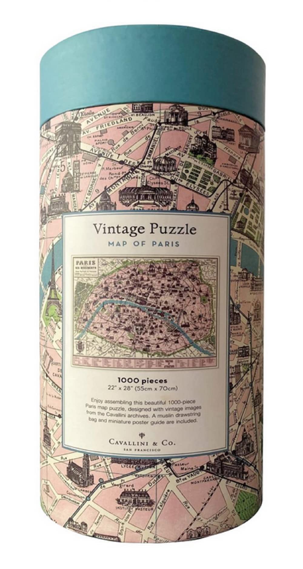 Cavallini Puzzles - Paris Map 1,000 Piece Puzzle Cavallini