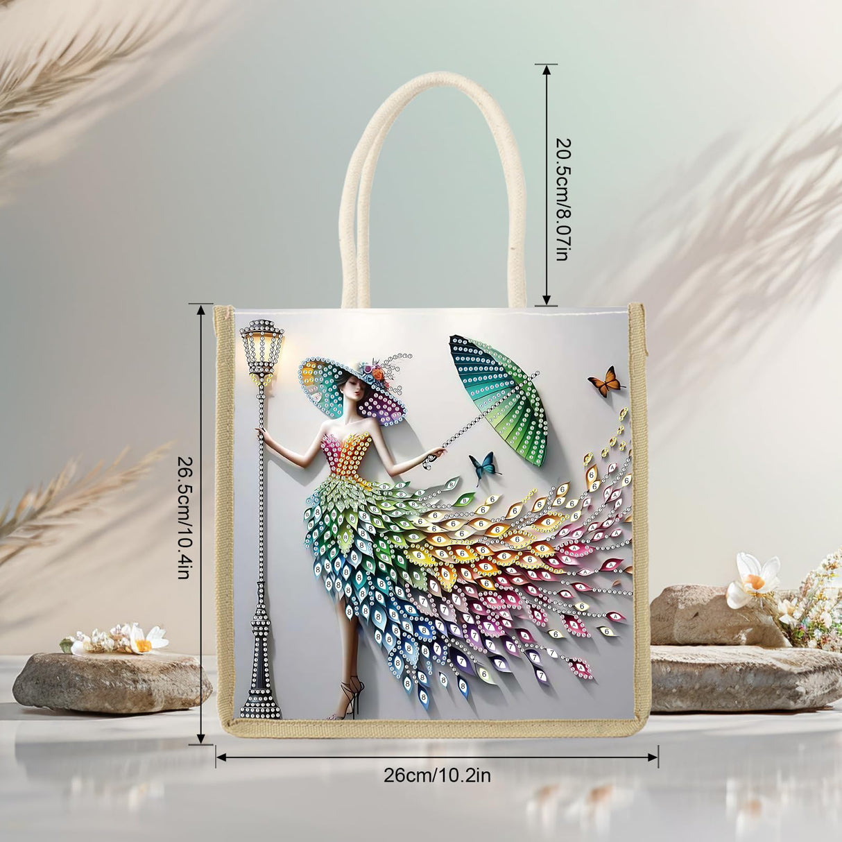 JZHYOAN DIY Diomand Art Tote Bags Kits,Diamond Painting Canvas Tote Bags for Adults, Portable Book Storage, Reusable Grocery Hand Storage Reusable Grocery Bag Canvas Gift Bags for DIY JZHYOAN