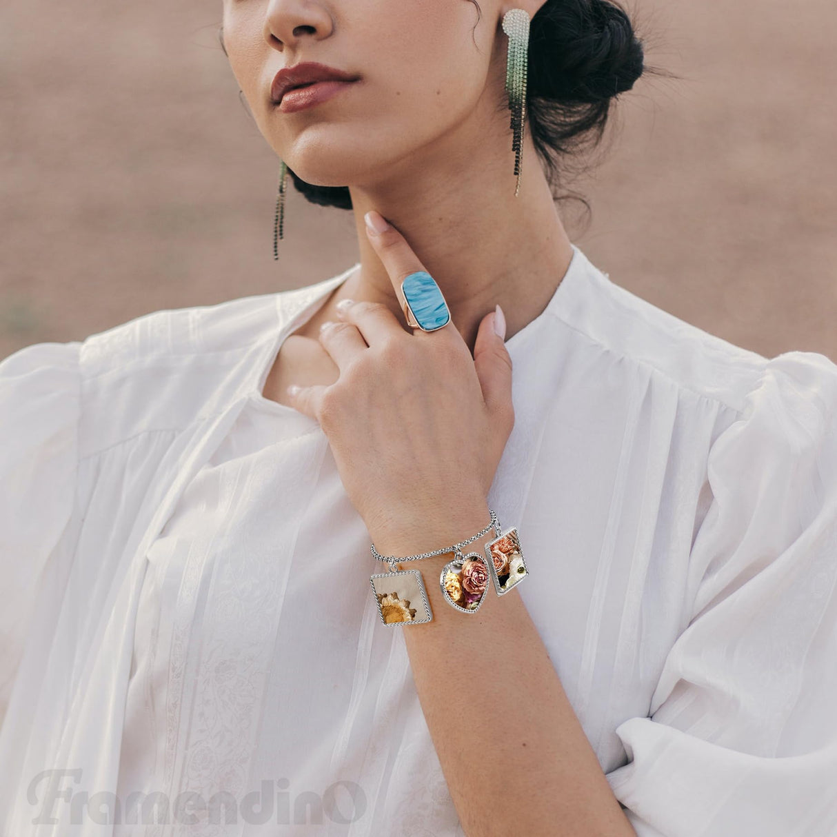 Framendino, 5 Set Sublimation Bracelets Blanks Heat Transfer Bracelet Adjustable Heart Square Photo Bezel Tray Craft Setting for Women Framendino