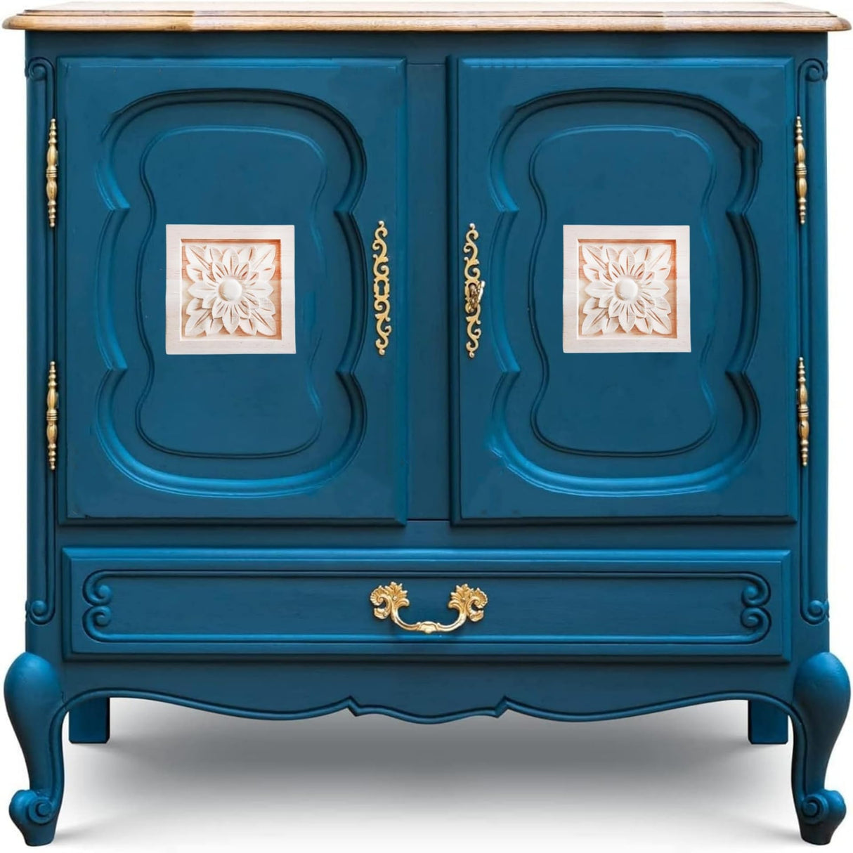 LXYUUM 4PCS Square Wood Appliques Onlays Decorative for Furniture Handmade Wood Carved Onlay for Bed Door Cabinet Wardrobe Furniture Decoration Unpainted Wood Carving Decoration(02,5x5cm/1.97x1.97") LXYUUM