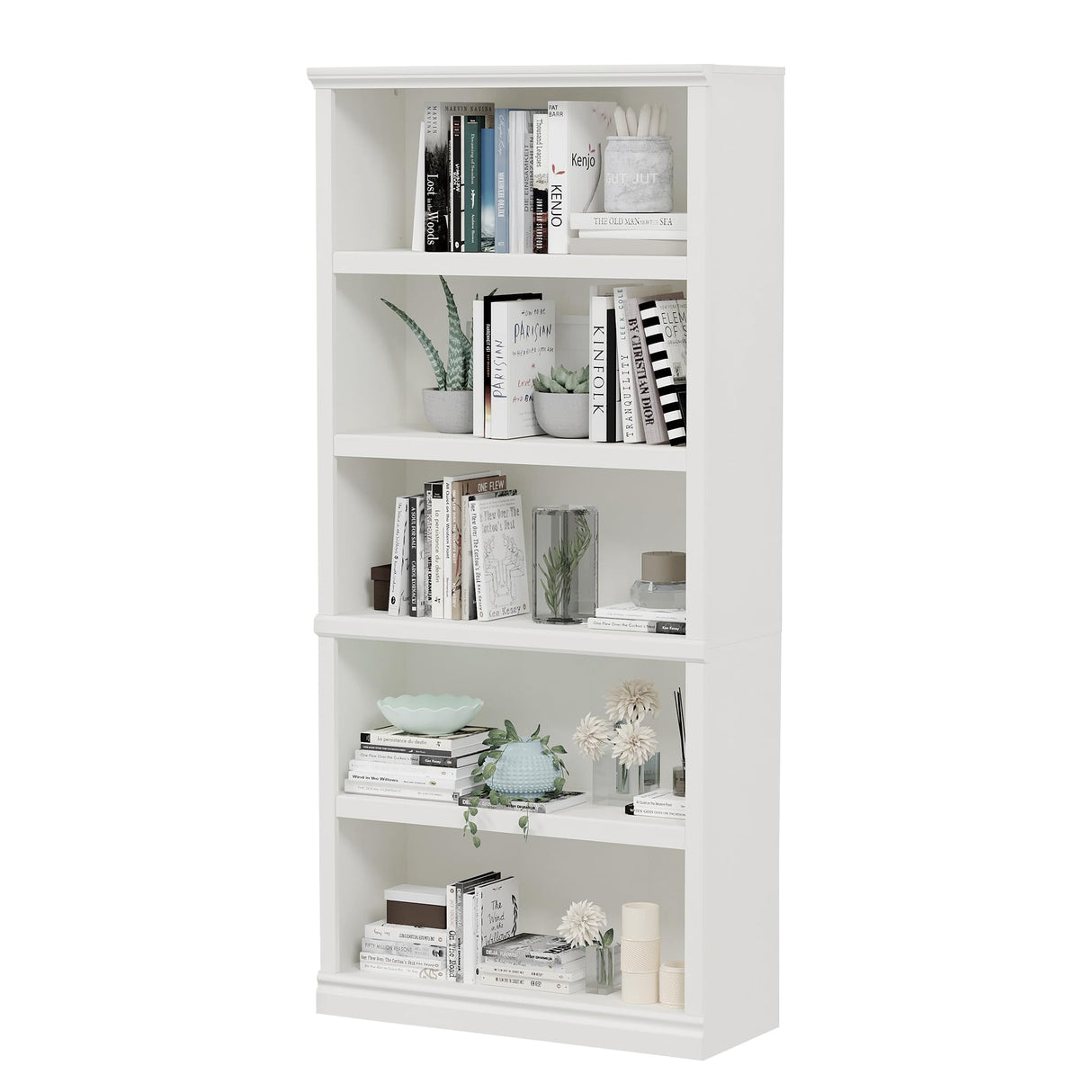 Bevfint 70" White 5-Tier Open Storage Bookshelf for Home & Office Bevfint