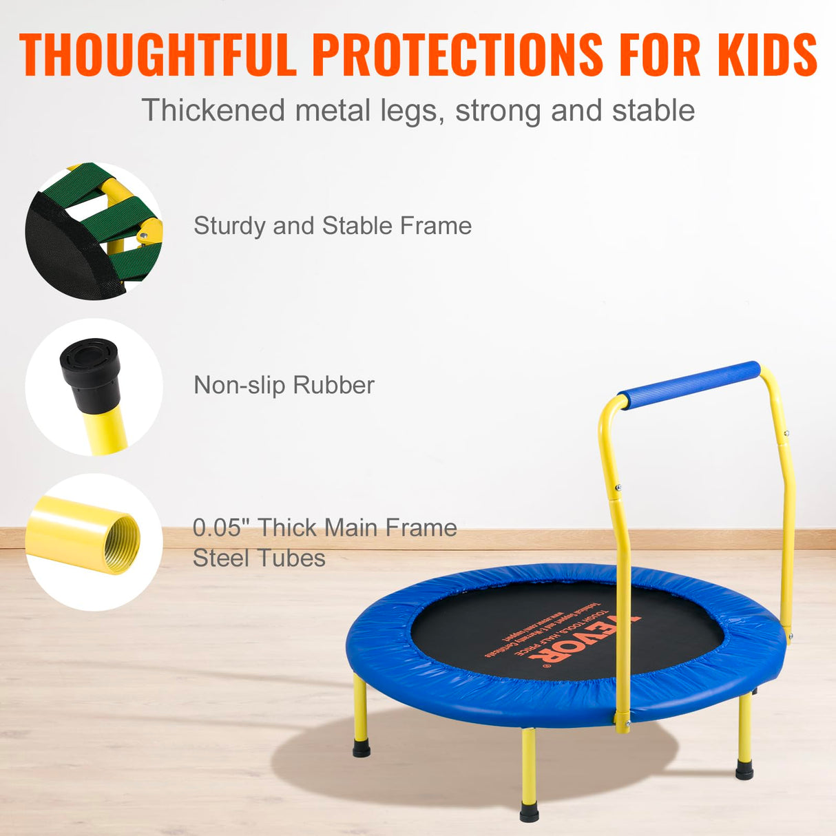 VEVOR 3FT Trampoline 36" Indoor/Outdoor for Toddlers, Foldable Mini Baby With Foam Handle, Recreational Birthday Gift VEVOR