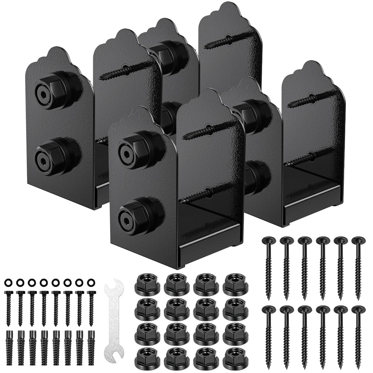 FMhotu 4x4 Post Base, 4Pcs Stainless Steel Post Anchor Bracket (Internal 3.5 x 3.5), Adjustable Post Base for Pavilion Deck Porch Handrail Railing Support Decorative Anchor Plate FMhotu