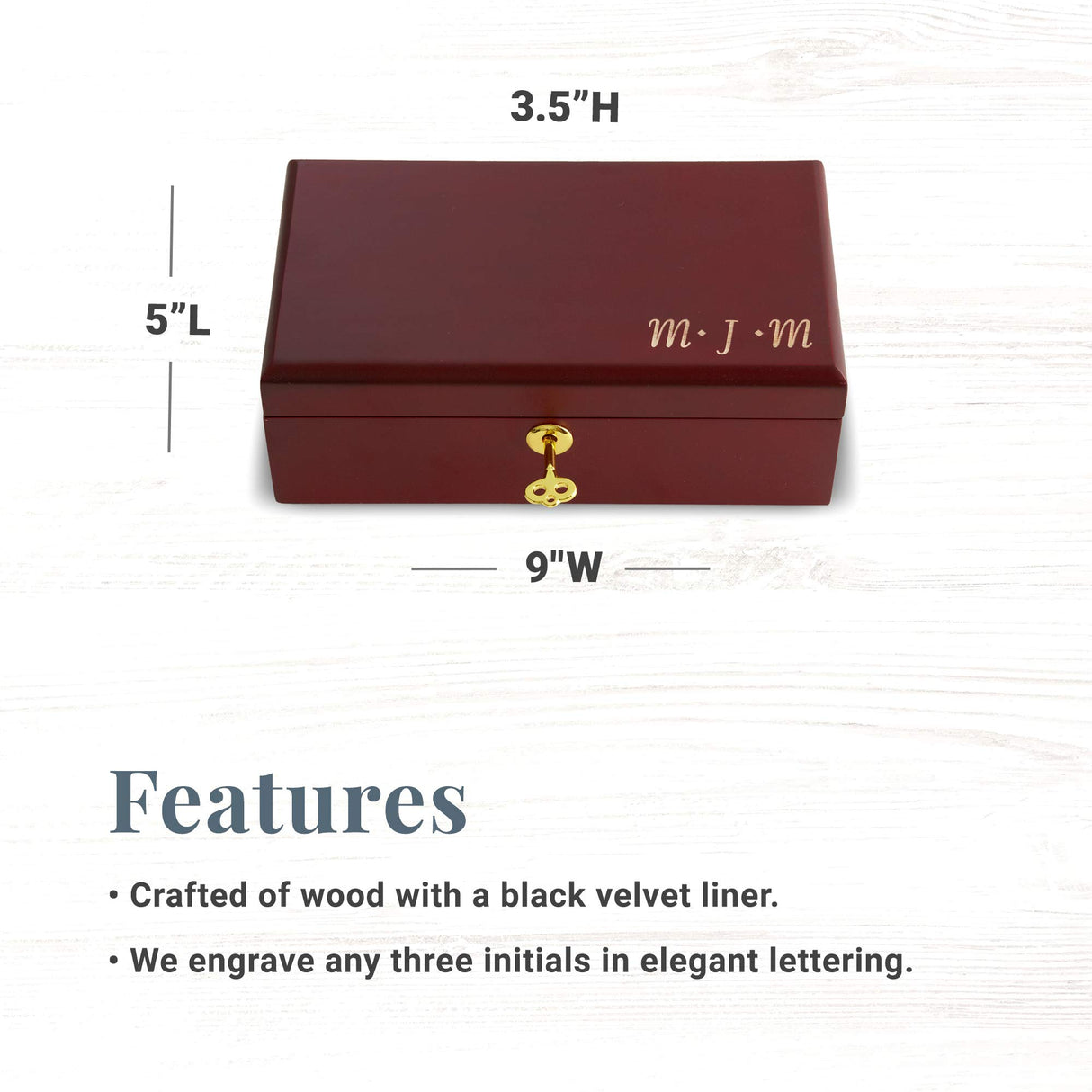 Let's Make Memories Personalized Engraved Wooden Valet - Keepsake Box - Secure Storage - For Dads and Grads - Father's Day Gift - 9" W x 5" L x 3.5" Let's Make Memories