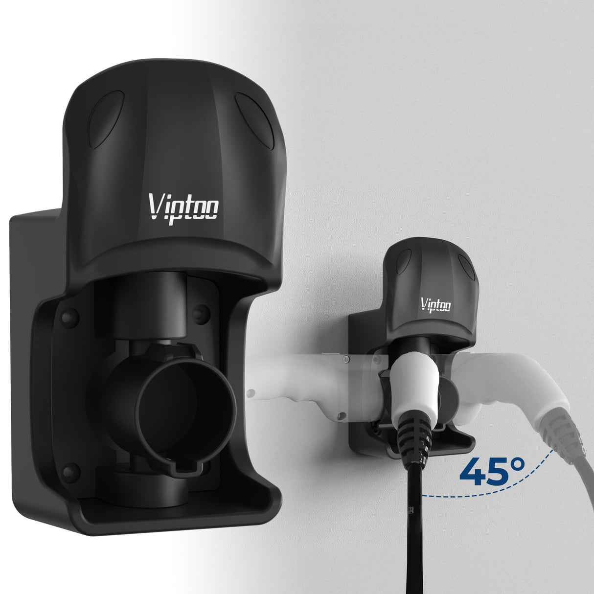 VIPTOO EV Charger Holder Wall Mount - SAE J1772 Holder with 5-Level Adjustable Rotation (45°-180°), EV Charger Control Holder & Cable Organizer for All J1772 EVS VIPTOO