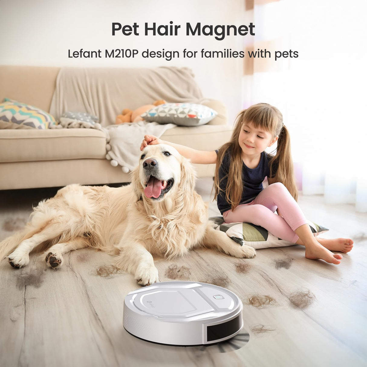 Lefant M210 Pro Robot Vacuum Cleaner, 2200Pa Powerful Suction, 120 Mins Runtime, Automatic Self-Charging, Wi-Fi/App/Alexa Control, Ideal for Pet Hair, Hard Floor and Low-Pile Carpet Lefant