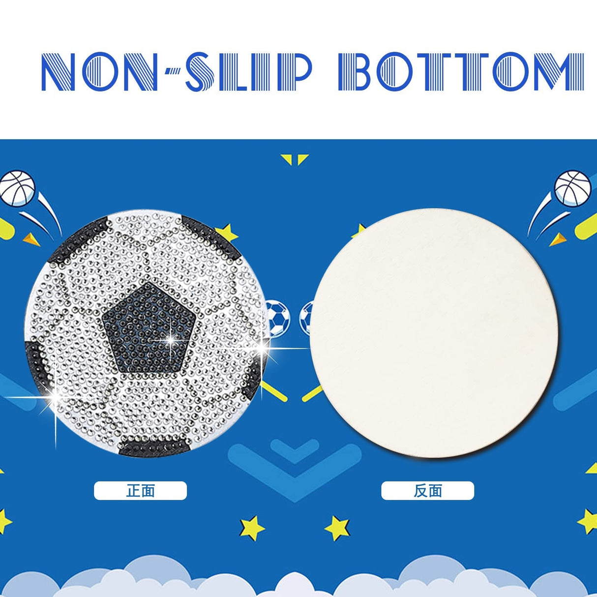 YLOLUL 10 Pcs Balls Shaped Diamond Painting Coasters Kits DIY Soccer Ball Football Diamond Painting Coasters with Holder for Beginners Adults and Kids Art Craft Supplies Gift YLOLUL