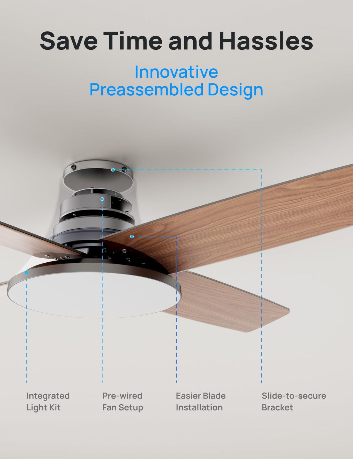 Dreo Ceiling Fans with Lights, 12 Speeds & 3 Fan Modes, Quiet DC Motor, Low Profile Easy to Install, Flush Mount Smart Ceiling Fan with Dimmable LED, 12H Timer for Bedroom, Remote, Silver, 44'' Dreo