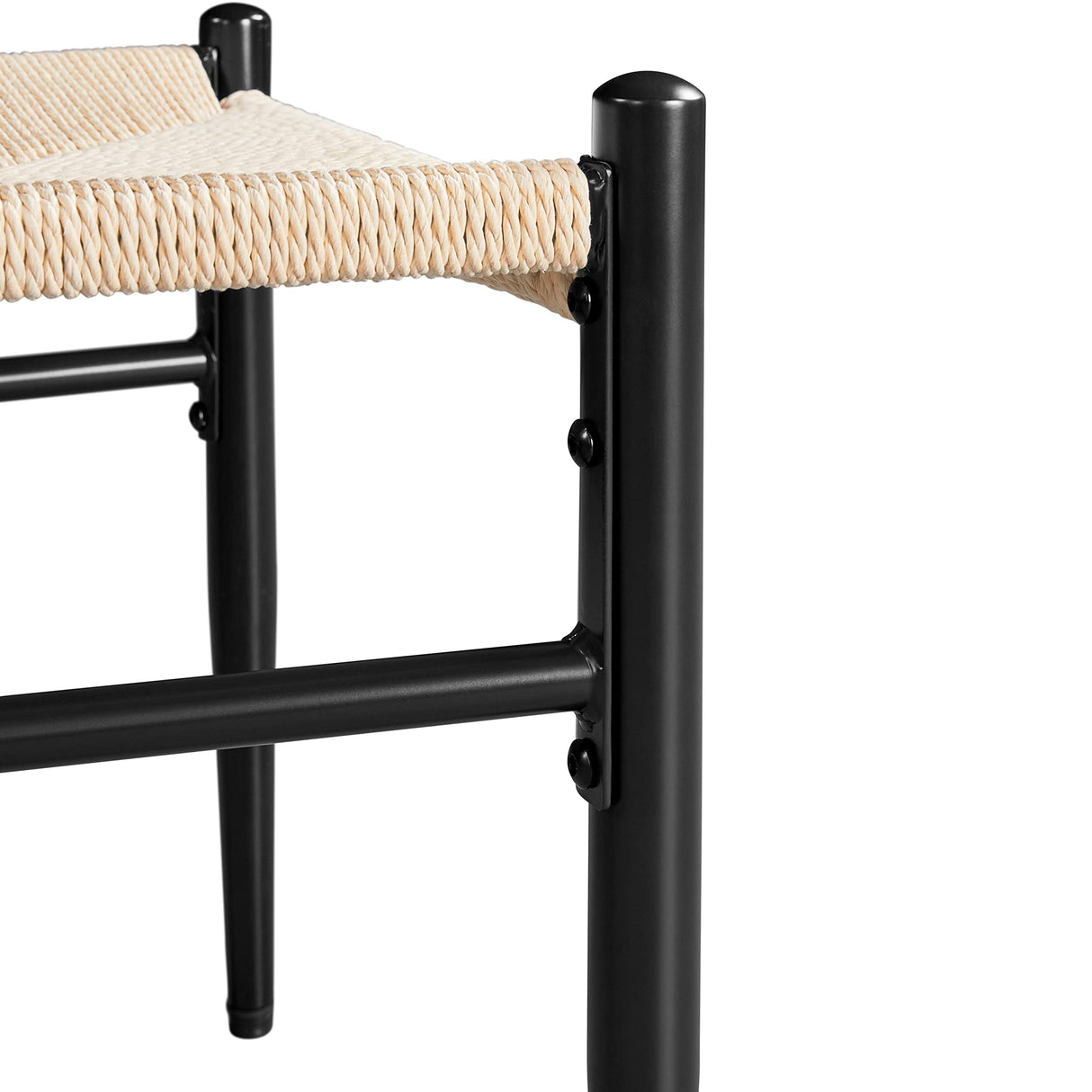 Topeakmart Weave Dining Chair Weave Modern Chair Metal Frame Accent Chair Weave Arm Chairs Set of 4,Black Topeakmart