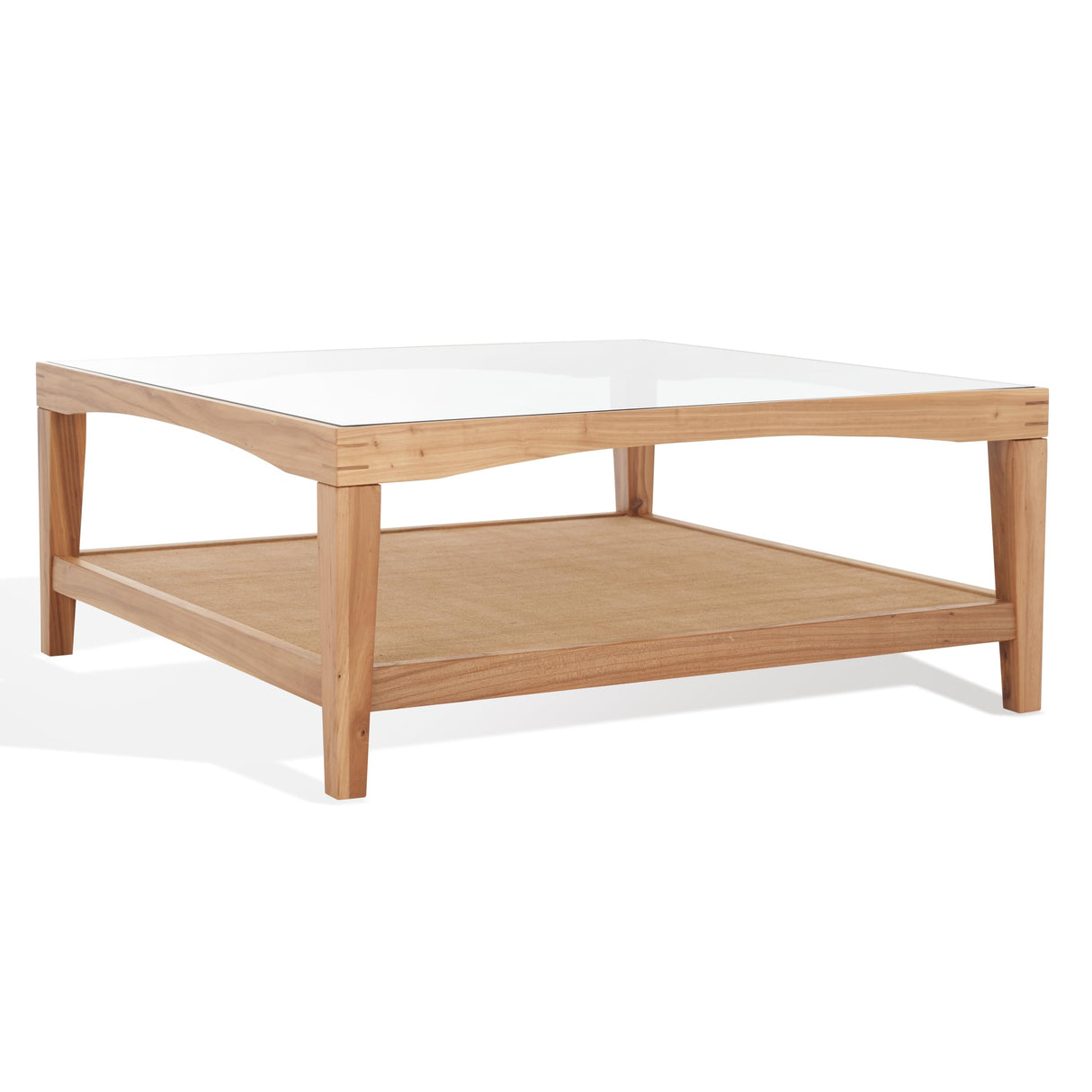 SAFAVIEH Couture Collection Nicolella Natural Solid Wood/Glass Top Square Coffee Table