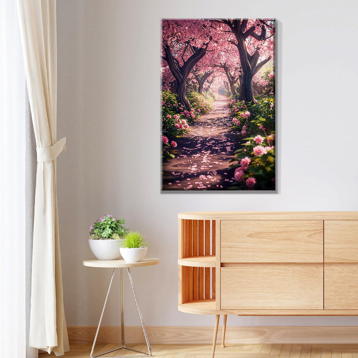 JOOZ Paint by Numbers Kit for Adults Landscape Paint by Number with Frame DIY Cherry Blossom Paint by Number with Easel Flowers Paint by Numbers Kit on Canvas for Gift Home Wall Decor 7.87x11.81 Inch JOOZ