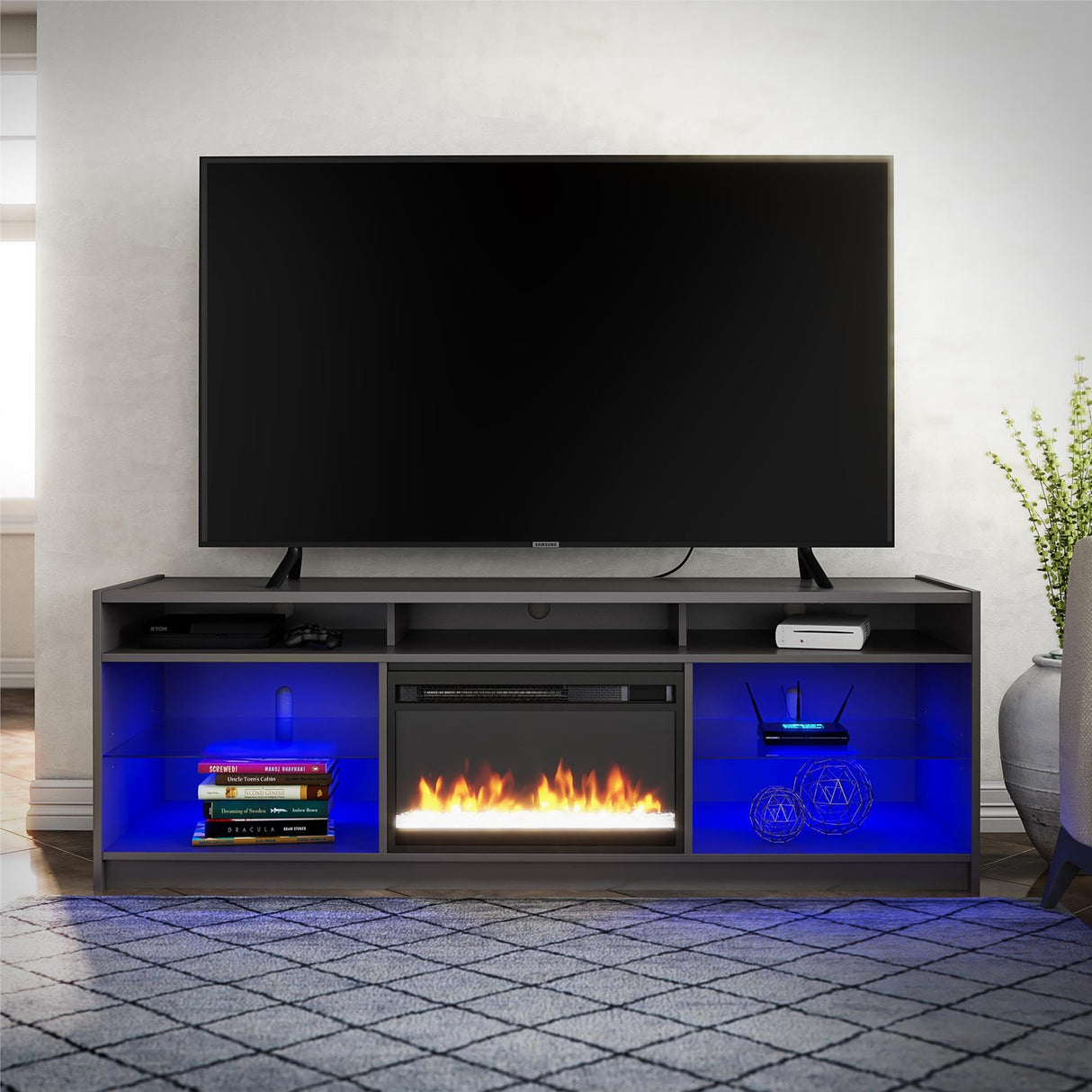 Ameriwood Home Luna Fireplace TV Stand for TVs up to 65", Graphite Grey Ameriwood Home