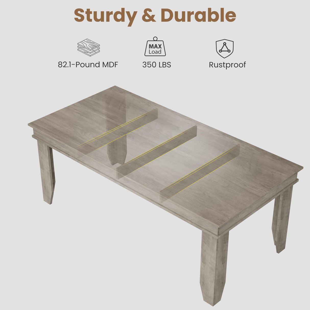 GarveeHome Farmhouse Dining Table for 6-8 People, 70.87 in Long Wooden Kitchen Table with Sturdy Frame & Rustic Grey Finish - Seats 6 Rectangular Counter for Dinner, Kitchen, Dining Room GarveeHome