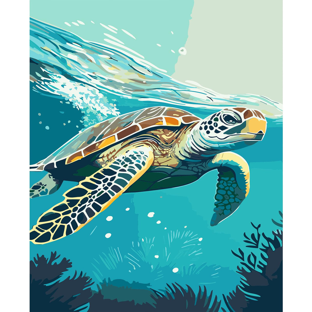 Artunion Sea Turtle Paint by Numbers for Adults Beginner, Ocean Turte Animal Paint by Number Kits, DIY Oil Painting Paint by Number Kits on Canvas Arts Craft for Home Wall Decor 16x20 Inch Artunion