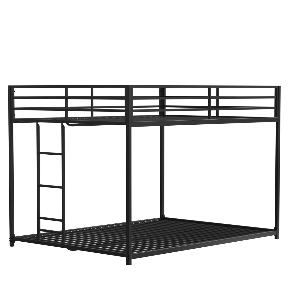 Full Over Full Bunk Beds for Kids/Adults,Heavy Duty Kids Bunk Beds, Metal Bunk Bed Full Over Full,Floor Bunk Beds,Noise Reduced Structure,Black Bellemave