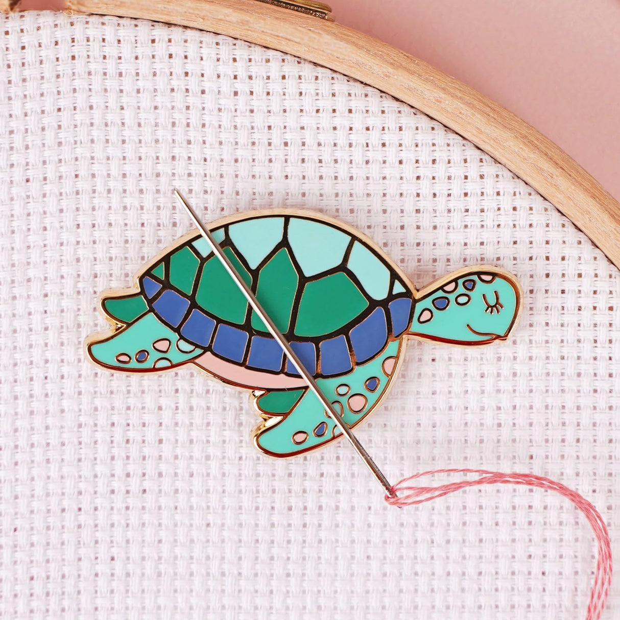 Caterpillar Cross Stitch Needle Minder - Turtle for Cross Stitch, Sewing, Embroidery and Needlework Craft Accessories, Enamel and Magnetic Caterpillar Cross Stitch