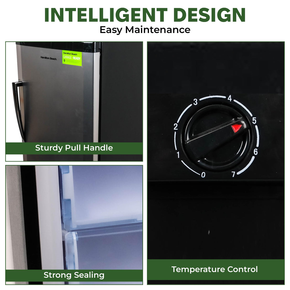 Hamilton Beach Upright Freezer, Deep Freeze, Stainless Steel Freezer with Drawer Compartments, 11 cu. ft. Freezer – 25”D x 23.6”W x 66.5”H Hamilton Beach