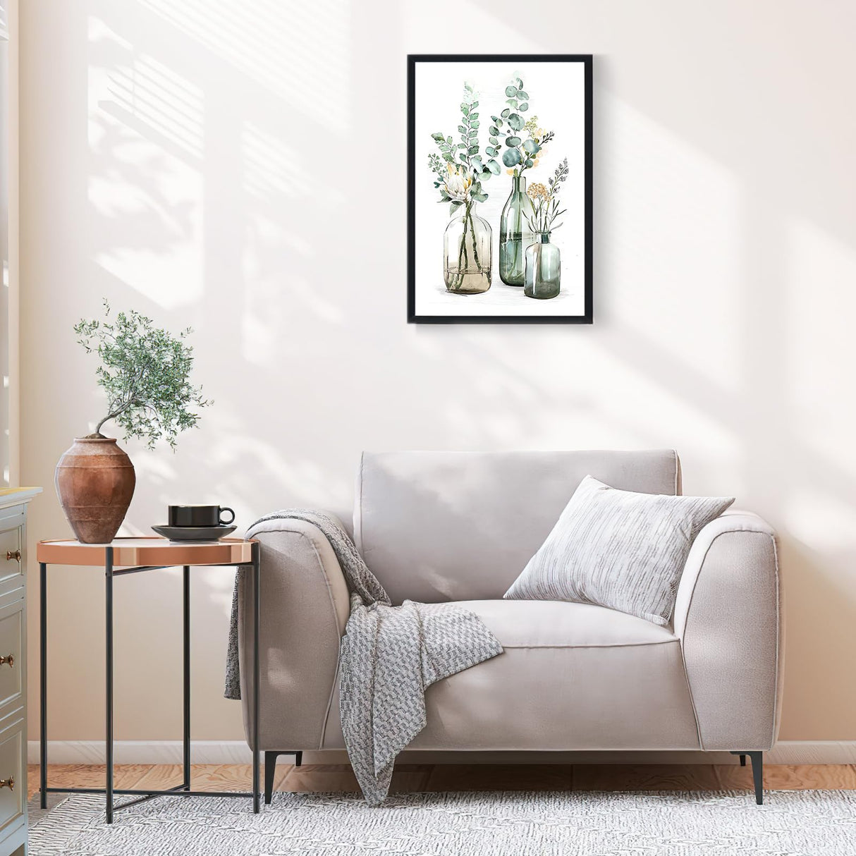 Ginkko Paint by Numbers Kit for Adults Beginner & Kids Ages 8-12 with Wooden Frame Easy Acrylic on Canvas 9x12 inch with Paints and Brushes, Bottle Flower(Include Framed) Ginkko