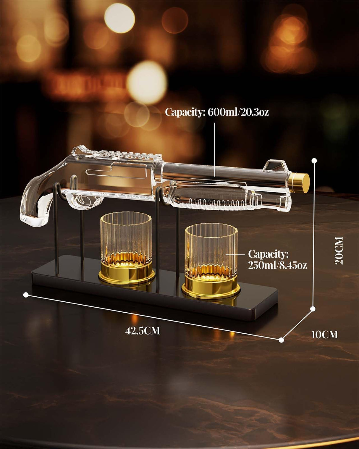 Whiskey Decanter Sets for Men, 20.3 Oz Decanter Set with 2 Glasses, Gifts for Men, Him, Dad, Brother, Christmas Birthday Gift Ideas from Daughter Son, Cool Liquor Dispenser for Home Bar The Wine Things