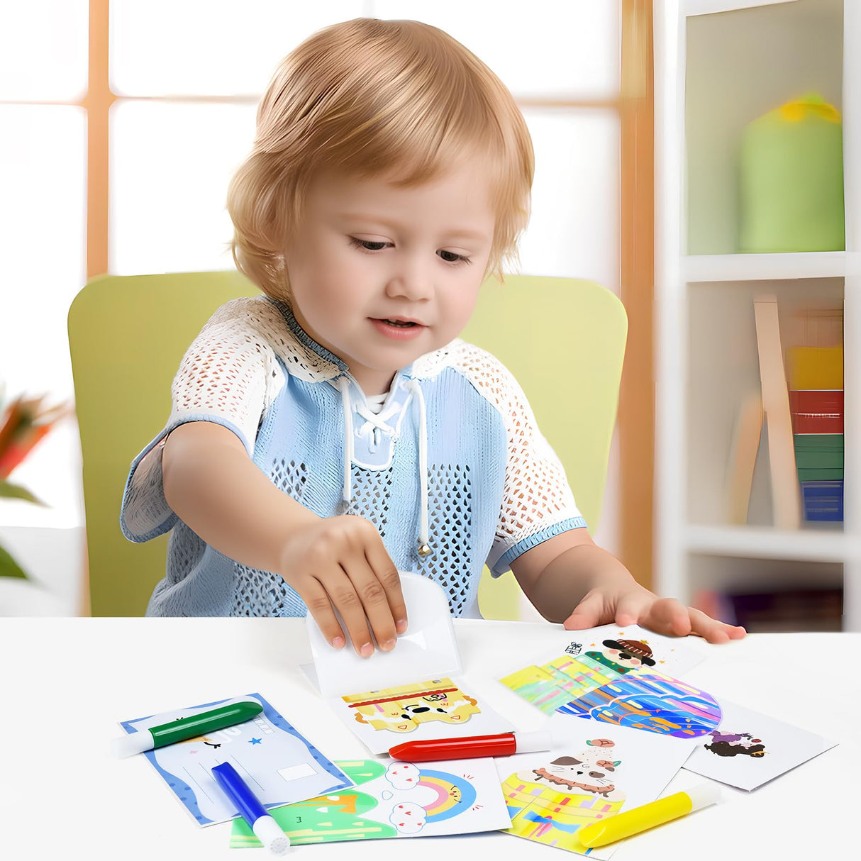 GAKICO Rainbow Scratch Art for Kids: Creative Squeegee Painting Kits, Rainbow Scratch Paper Art Set, Squeeze Magic Reveal Craft Kits, DIY Postcards Party Favors Novelty Gifts for Girls Boys GAKICO