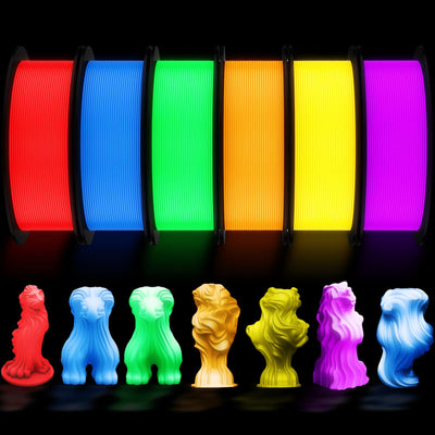 Pangda 3D Printer Filament Bundle 1.75mm Multicolor Matte or Silk PLA Filament 3D Printing Material for Halloween Thanksgiving Day Christmas Easter Holiday Crafting Decorations(1.5 kg,Glow Color)