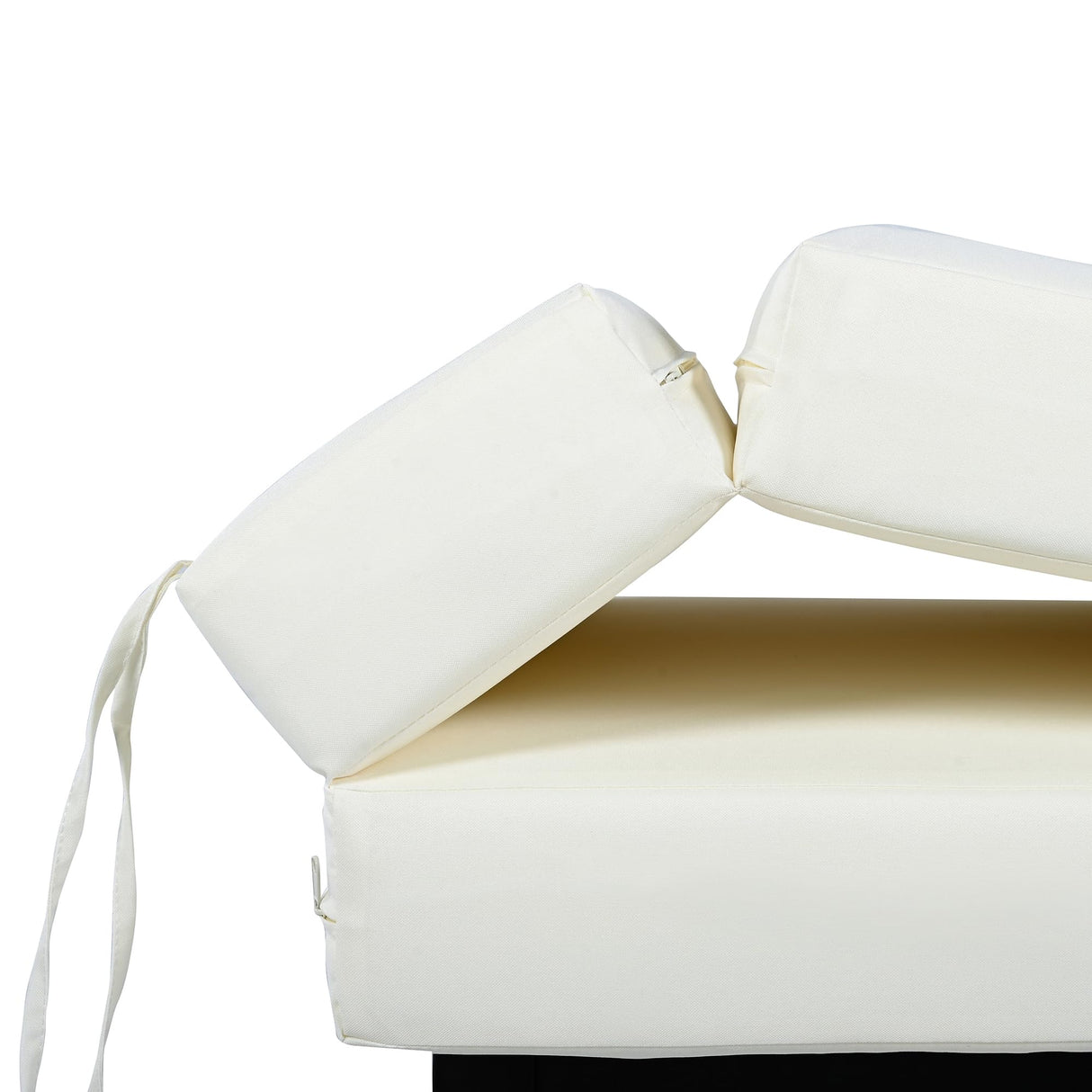 Merax Outdoor Daybed,Patio Rattan Daybed with Adjustable Backrest,Patio Wicker Loveseat Lounger,Outdoor Bed Loveseat Sofa Set with Pillows and Cushions for Garden, Backyard, Poolside,Black+Beige Merax