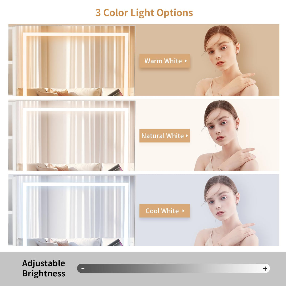 VOWNER Vanity with Lighted Mirror - Makeup Vanity Desk with Glass Top, Power Strip, Drawers and Shelves, 3 Color Lighting Modes Adjustable Brightness, Vanity Table with Cushioned Stool, 45'' L VOWNER