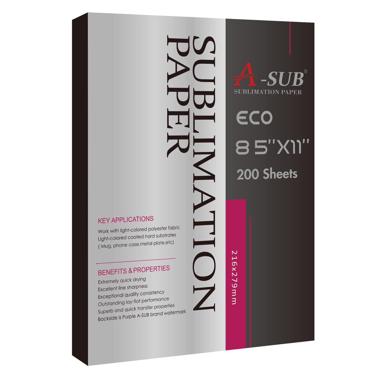 A-SUB Sublimation Paper 8.5x11 Inch-200 Sheets Heat Transfer Paper for Light Colored Fabric and Other Sublimation Blanks,Work with Inkjet Sublimation Printer and Sublimation Ink 125g A-SUB