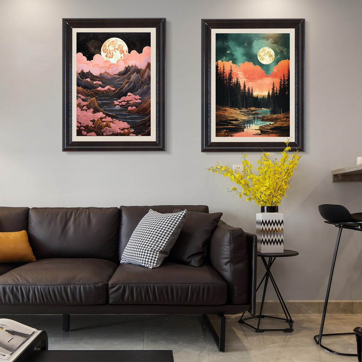 YOYA 2 Pack 5D Diamond Art Painting Kits, Diamond Painting Mountain Kits, Landscape Moon Diamond Art Kits for Adults, Abstract Scenery Paint with Diamonds Gem Art for Home Wall Decor 12 x 16 Inch YOYA