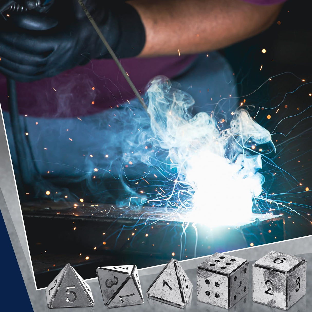 Therwen 5 Pieces Welding Practice Kit Steel 16 Gauge Dice Welding Coupons DIY Welding Equipment Mild Triangle Plate for Beginners TIG MIG Gas Arc Stick Welding Training Accessories Tools, 5 Styles Therwen