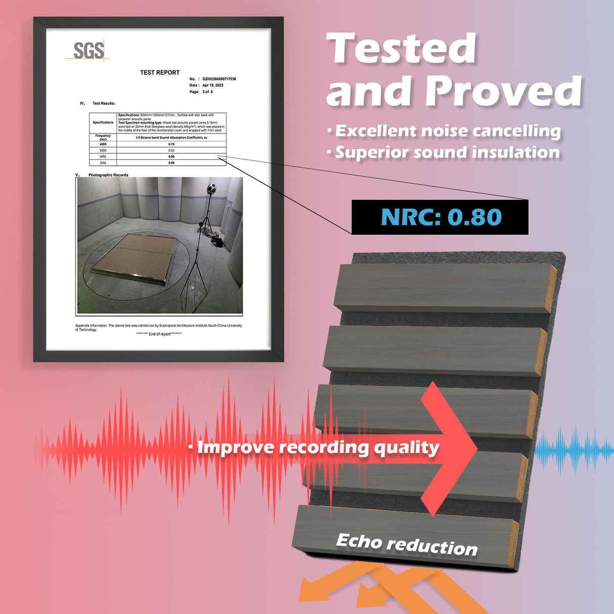 Art3d 2-Pack 48" x 24" Acoustic Wood Panels for Wall, Soundproof Wood Slat Panel for Wall and Ceiling, 3D Fluted Sound Absorbing Paneling for Interior Wall Decor, Living Room, Bedroom - Smoky Oak Art3d
