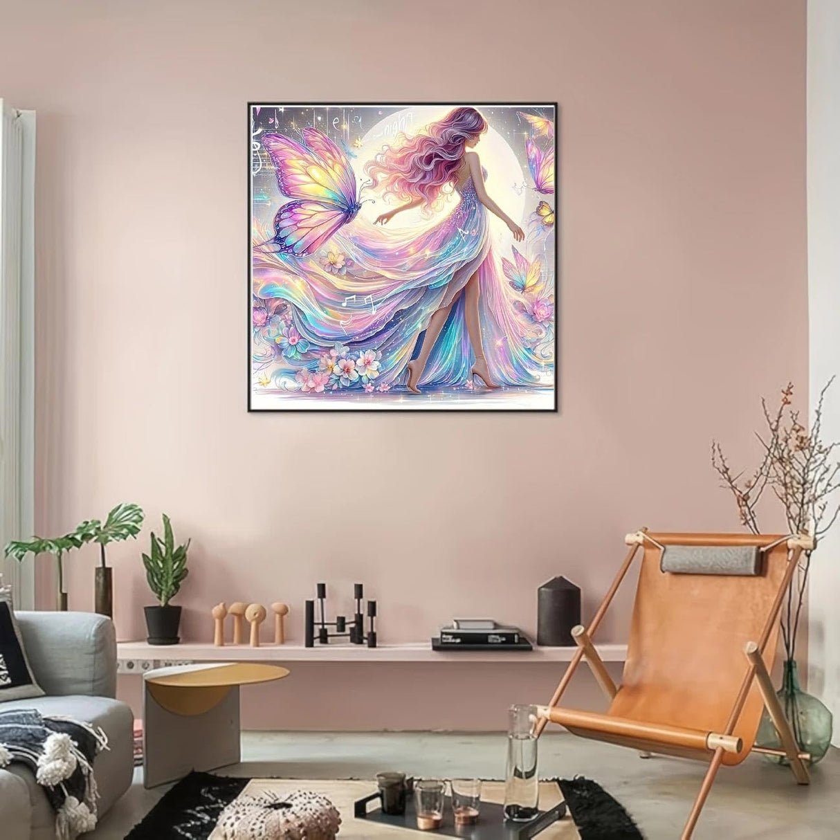 STGLCR Angel Diamond Painting Kit for Adults, Butterfly Diamond Art Kits for Beginners, Full Drill Round Gem Art Diamond Painting for Home Wall Decor Gift 12x12in STGLCR