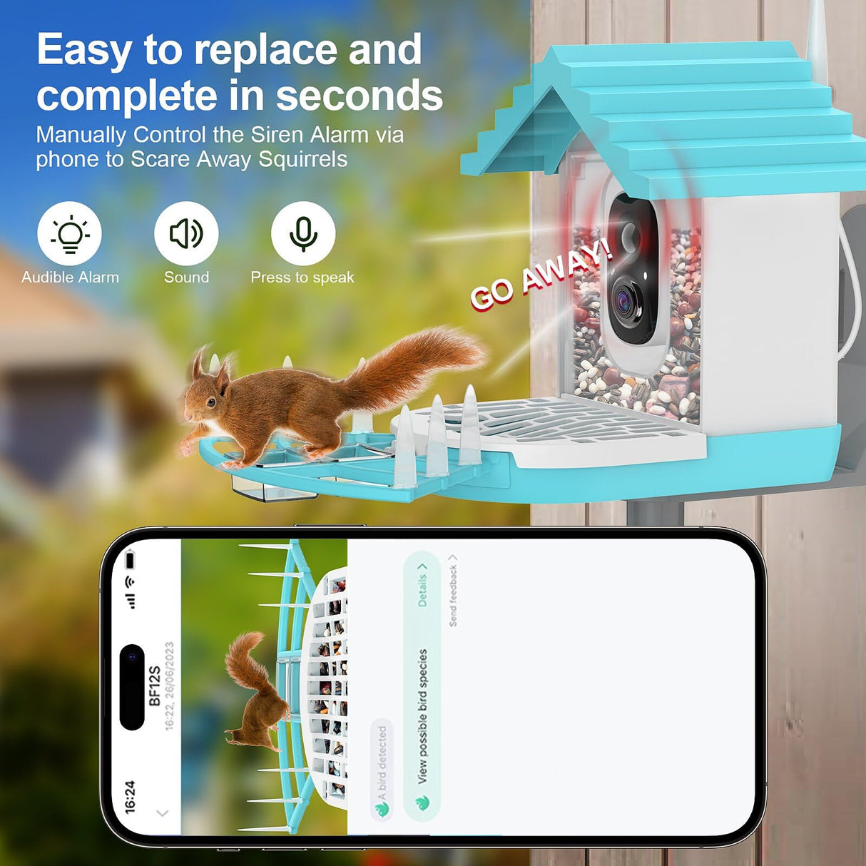 Bird Feeder with Camera - AI Identify Bird Species,Live View,Instant Arrival Alerts,Capture Bird Video,32GB,IP65 Waterproof,Bird Camera,Solar Powered Bird House Cameras,Smart Bird Feeder with Camera lopevi
