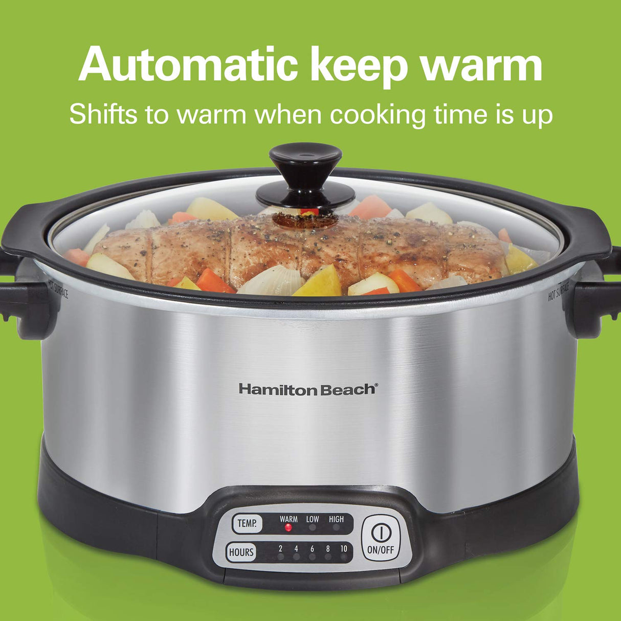 Hamilton Beach 33662 Programmable Slow Cooker with 6 Quart Stovetop-Safe Sear & Cook Crock, Silver Hamilton Beach