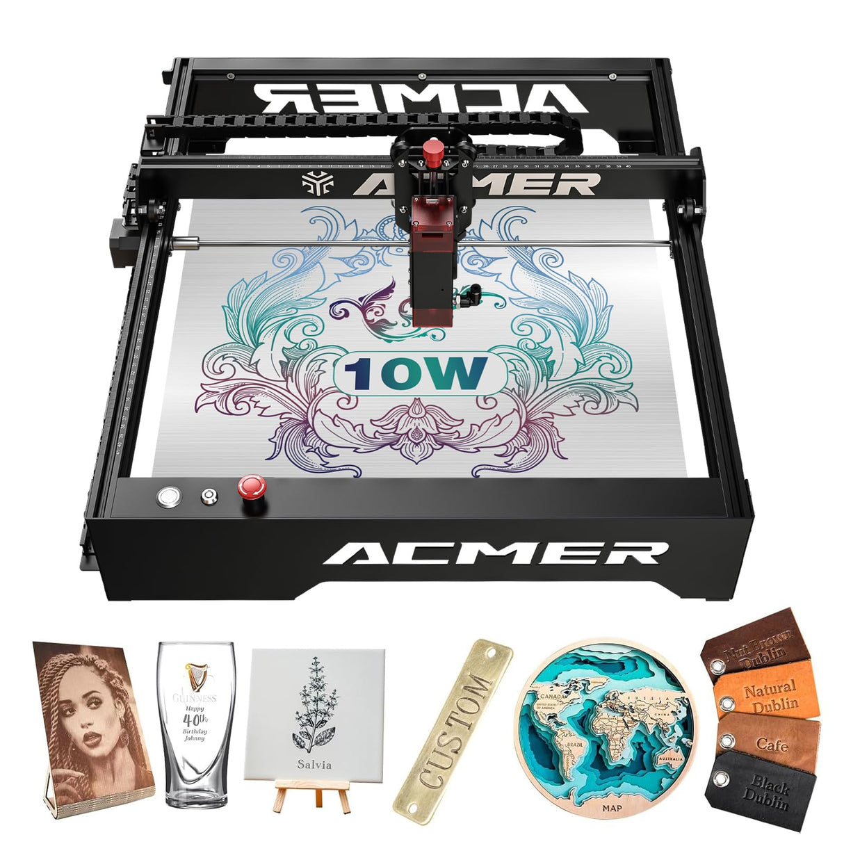 ACMER Laser Engraver Machine 10W Output Power, Laser Engraving Machine 0.06mm High Precision Laser Cutter and Engraver for Wood and Metal,Paper,Acrylic,Glass,Leather Etc ACMER