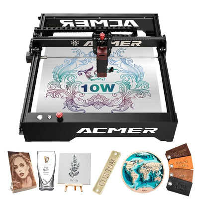 ACMER Laser Engraver Machine 10W Output Power, Laser Engraving Machine 0.06mm High Precision Laser Cutter and Engraver for Wood and Metal,Paper,Acrylic,Glass,Leather Etc