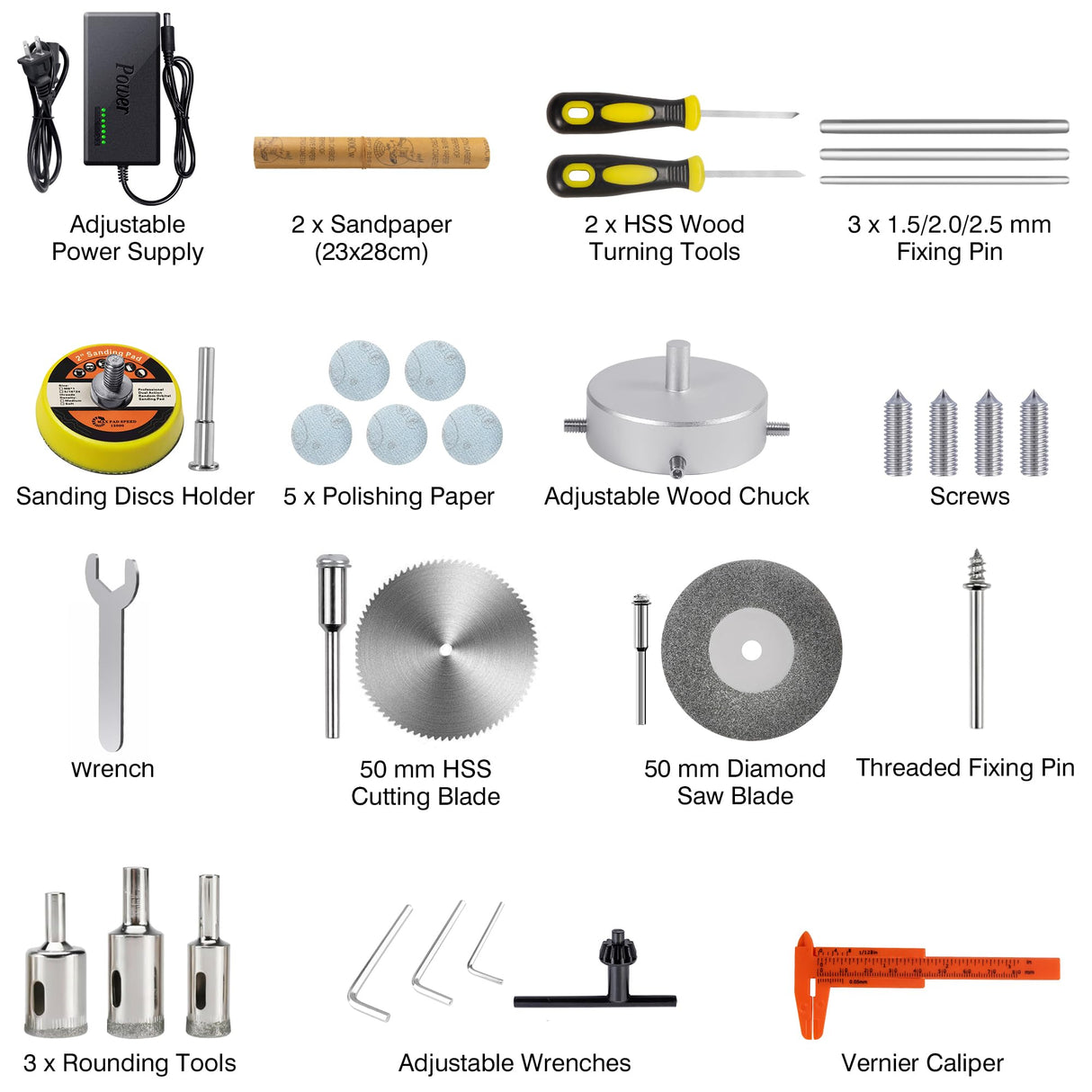 Mini Wood Lathe Machine, 12V- 24VDC,7 Variabla Speeds 4000-9000 RPM, with Wood Lathe Milling Accessories, for Wood Polishing, Grinding, Cutting and Milling DIY... (B) BERXOL