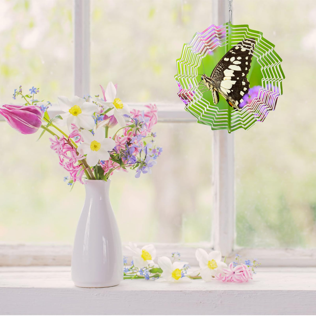 ZhouBoat 10 Inch Sublimation Wind Spinner Blanks, 10 Pack Summer Garden Windmills 3D Flower Aluminum DIY Hanging Sculpture Kinetic Wind Spinners Blanks Heat Press Transfer Decorations ZhouBoat