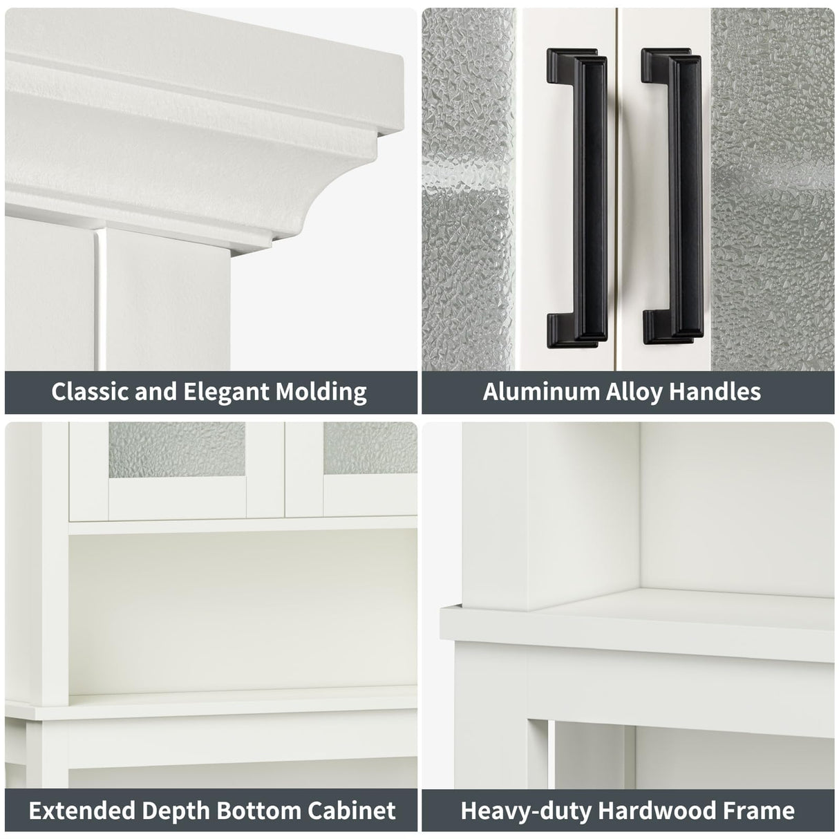 Baztin Over The Toilet Storage Cabinet, Over Toilet Bathroom Organizer with Doors and Adjustable Shelf, Thicken Frame Above Toilet Storage Cabinet Behind Toilet Bathroom Organizer, Cream White Baztin