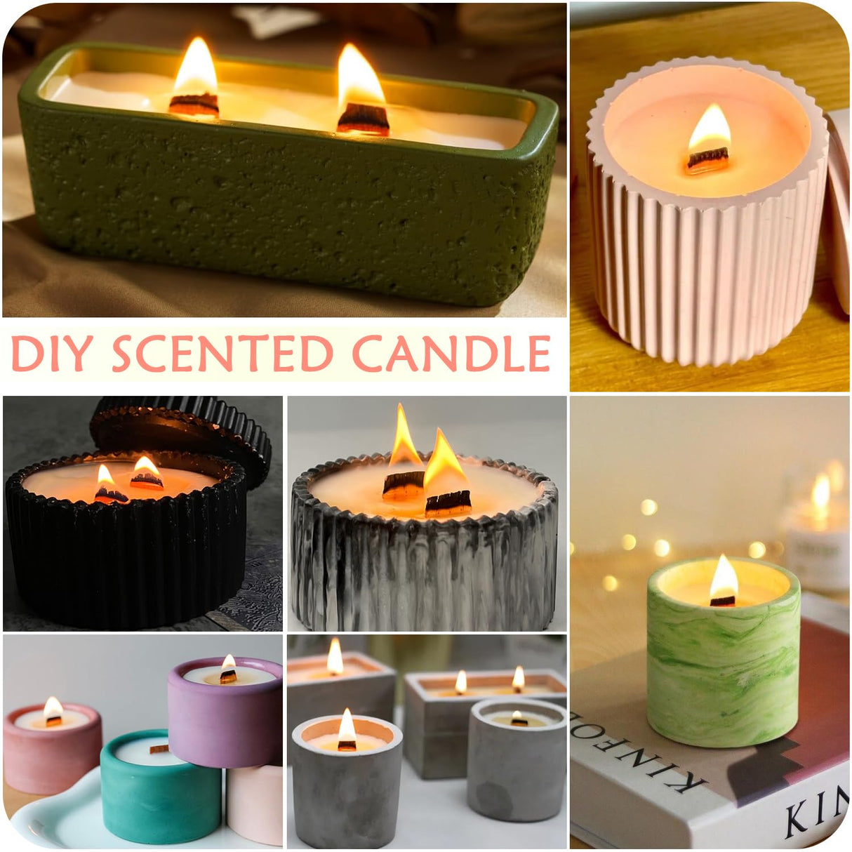 Wood Wicks for Candles Making,50pcs Wooden Candle Wicks,50pcs Wick Stickers,for Soy Wax, Beeswax, Coconut Wax - DIY Candle Making Supplies for Beginners & Professionals Blingfun