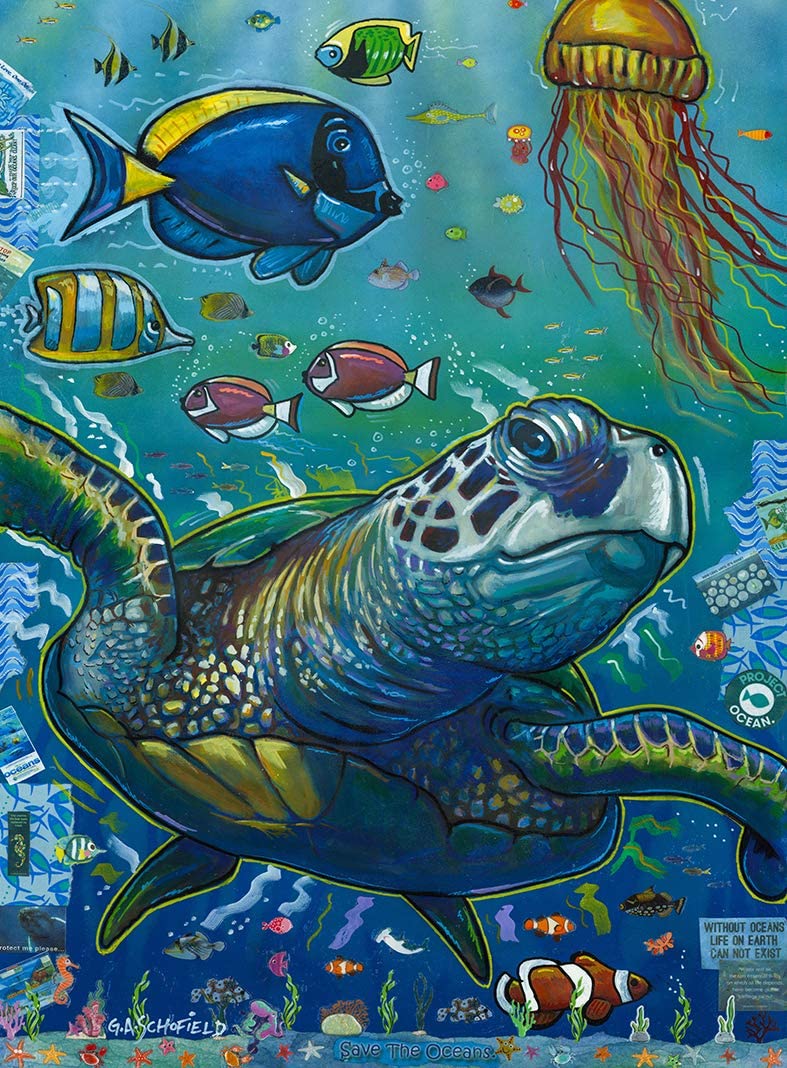 Save The Oceans 500 Piece Jigsaw Puzzle 17" x 22" Finished Size – Ocean Theme Jigsaw Puzzles for Adults and Kids Easy Planet