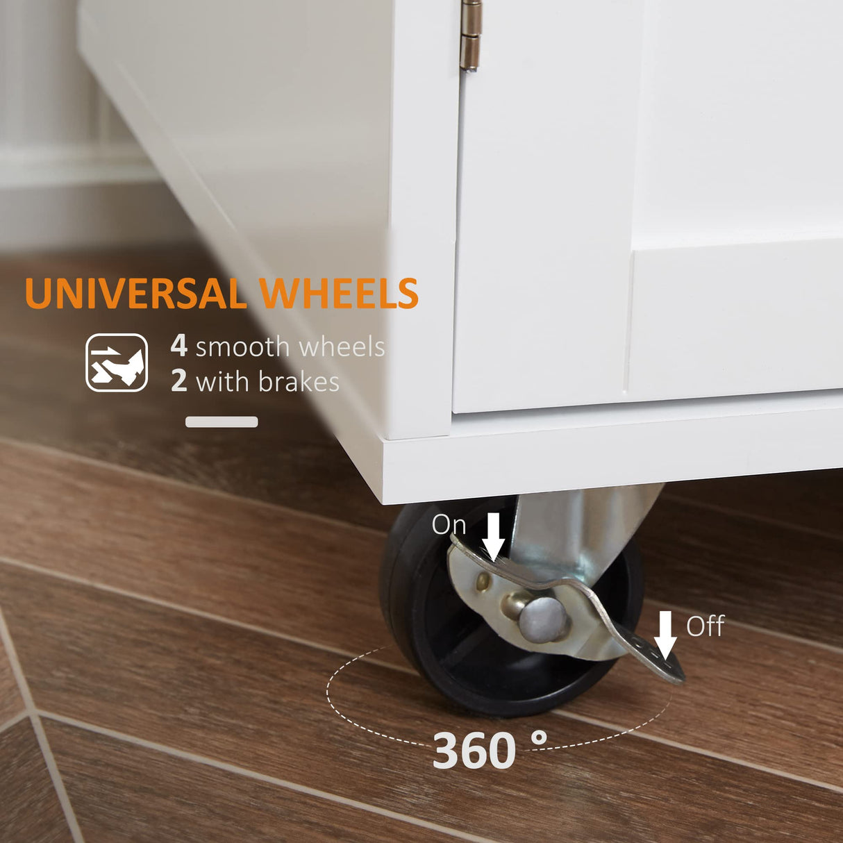 HOMCOM Kitchen Island Cart Rolling Trolley Cart with Drawer, Storage Cabinet & Towel Rack, White HOMCOM