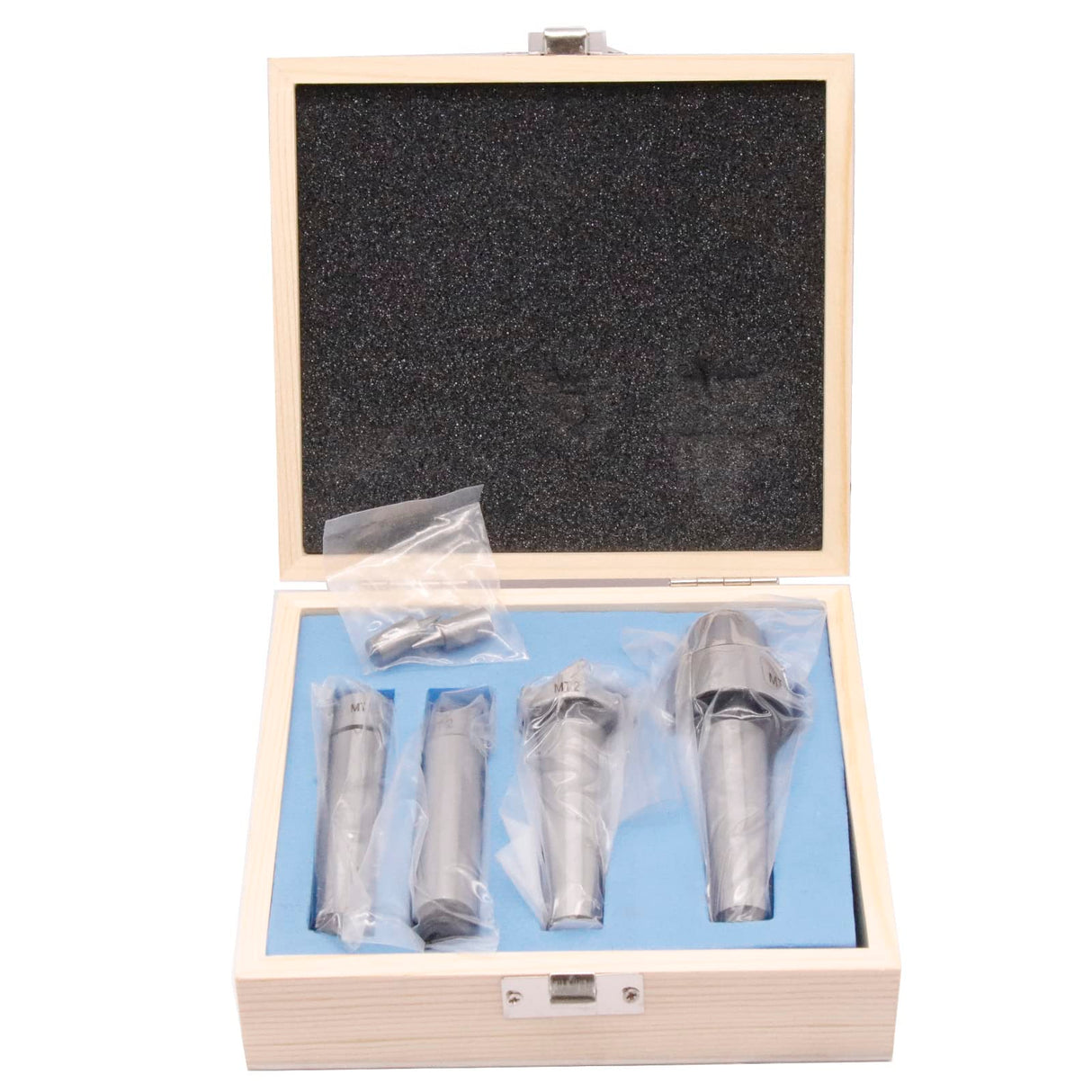 4pcs MT2 Wood Lathe Live Center Drive Spur Cup Set with 2pcs Extra Replacement Tips, MT2 Arbor Woodworking Tool Kit for Wood and Metalworking Lathe Woodworking Thimble with Wooden Case BestParts