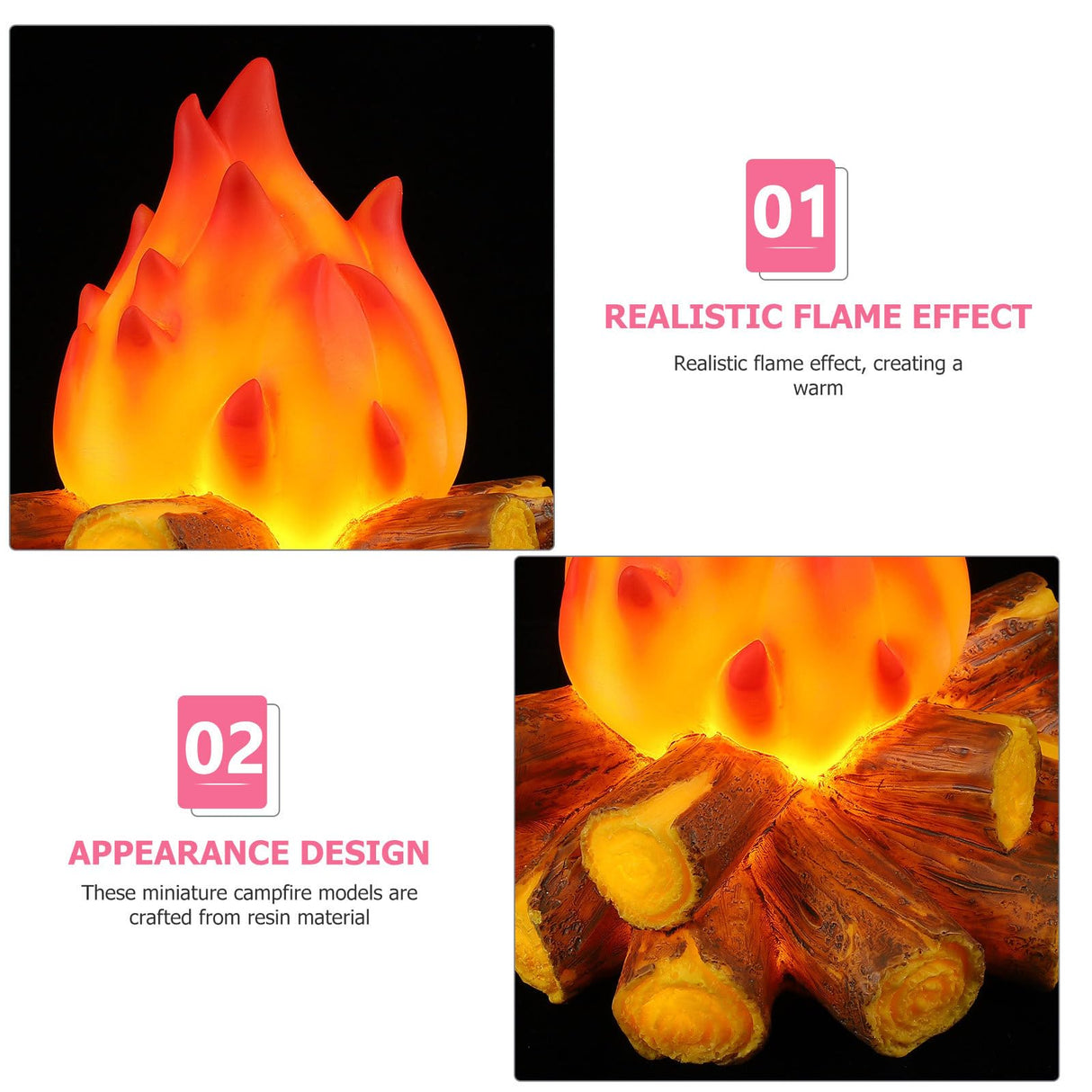 Ciieeo Artificial Fake Camp Led Campfire Lamp Props Campfire Night Light Realistic Log Flameless Candle Battery Operated Nightstand for Camping Home Decorations Ciieeo