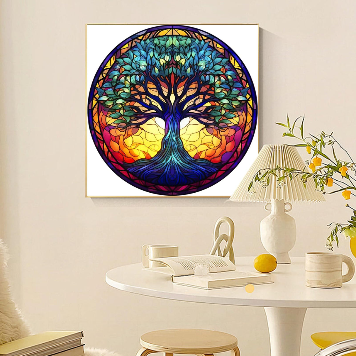 Fountor Tree of Life Diamond Art Kits for Adults - Stained Glass Diamond Painting Kits for Adults Beginners, DIY 5D Tree of Life Round Diamond Gem Art Kits for Gift Home Wall Decor 12x12inch Fountor