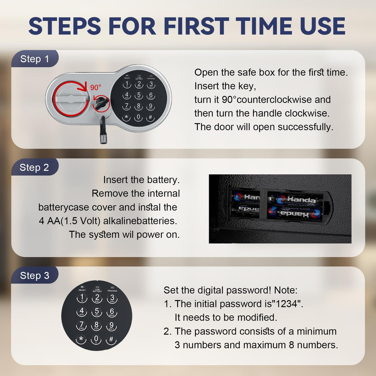 DASHEENCO 0.5 Cuft Steel Security Safe, Lock Box with Electronic Keypad & Emergency Keys, Anti-Theft Home Safe Box for Cash, Documents, Handguns, Jewelry, Black DASHEENCO