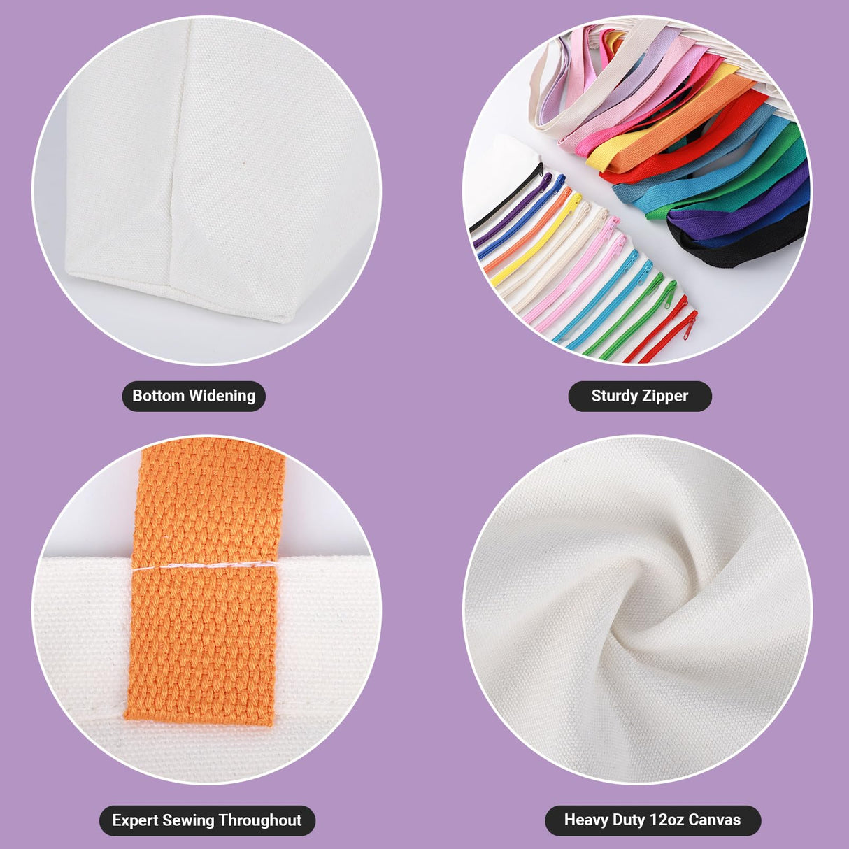 Segarty Sublimation Tote Bag, 30 pack Large White Reusable Women Grocery Bag Blank DIY Heat Transfer Canvas Bag Cosmetic Makeup Bags with Zipper bulk for Decorating Crafting Gift Travel 12oz Segarty