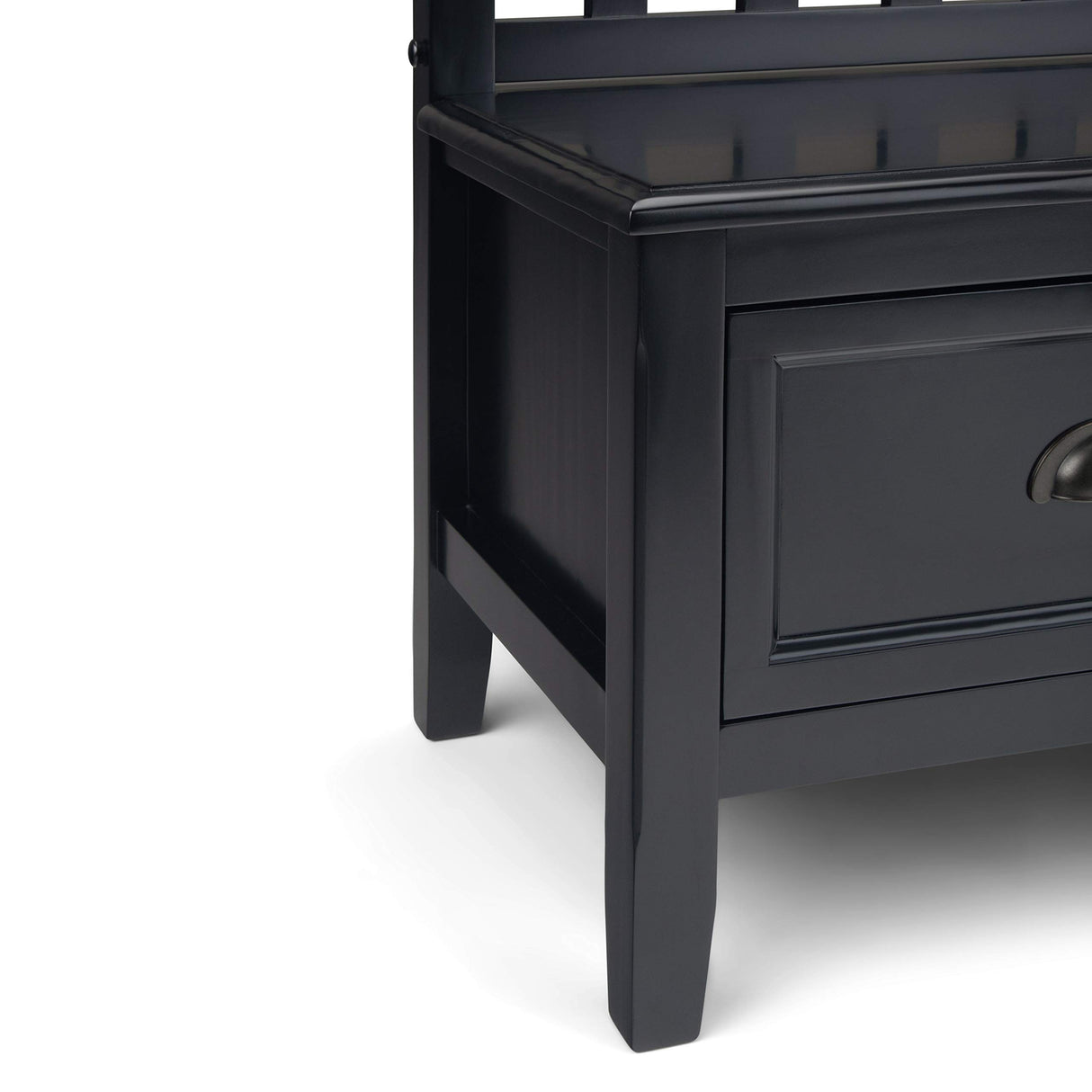 SIMPLIHOME Burlington SOLID WOOD 42 Inch Wide Entryway Storage Bench with 2 Drawers, Multifunctional Transitional in Black SIMPLIHOME